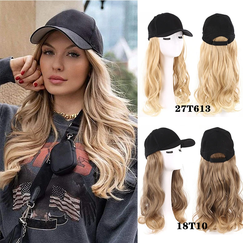 Top Trends: Synthetic Fluffy Wavy Wigs With Hat Baseball Cap Seamless Connection Hair Extensions For Women Adjustable Hat Wig Shoppable Styles