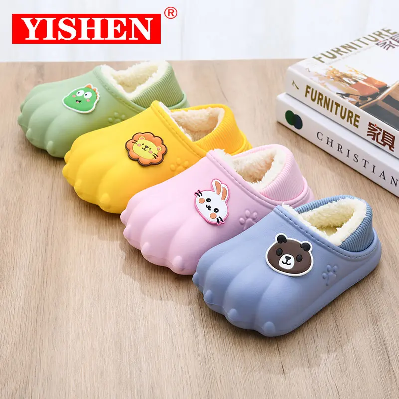 Top Trends: YISHEN Children Slippers Cotton Shoes Winter Cute Cartoon Bear Paw Slippers Boys Girls Waterproof Indoor Chaussons Pour Enfants Shoppable Styles