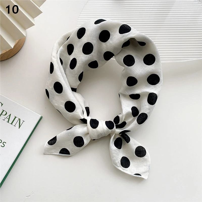 Top Trends: Cotton Linen Headscarf Cashew Polka Dots Print Scarves Lady Office Neckerchief Square Scarf Handkerchief Plaid Shawls Hair Scarf Shoppable Styles - Image 4