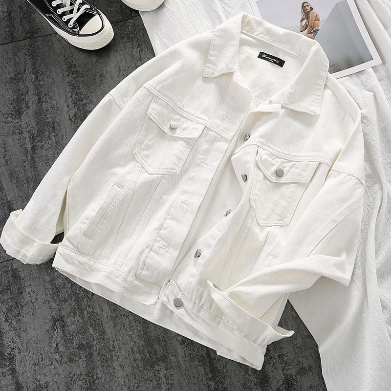 Top Trends: Autumn White Denim Jacket Women Simplicity Casual Small Short Simple Chaqueta Mujer Veste Femme Streetwear Basic Jackets Shoppable Styles