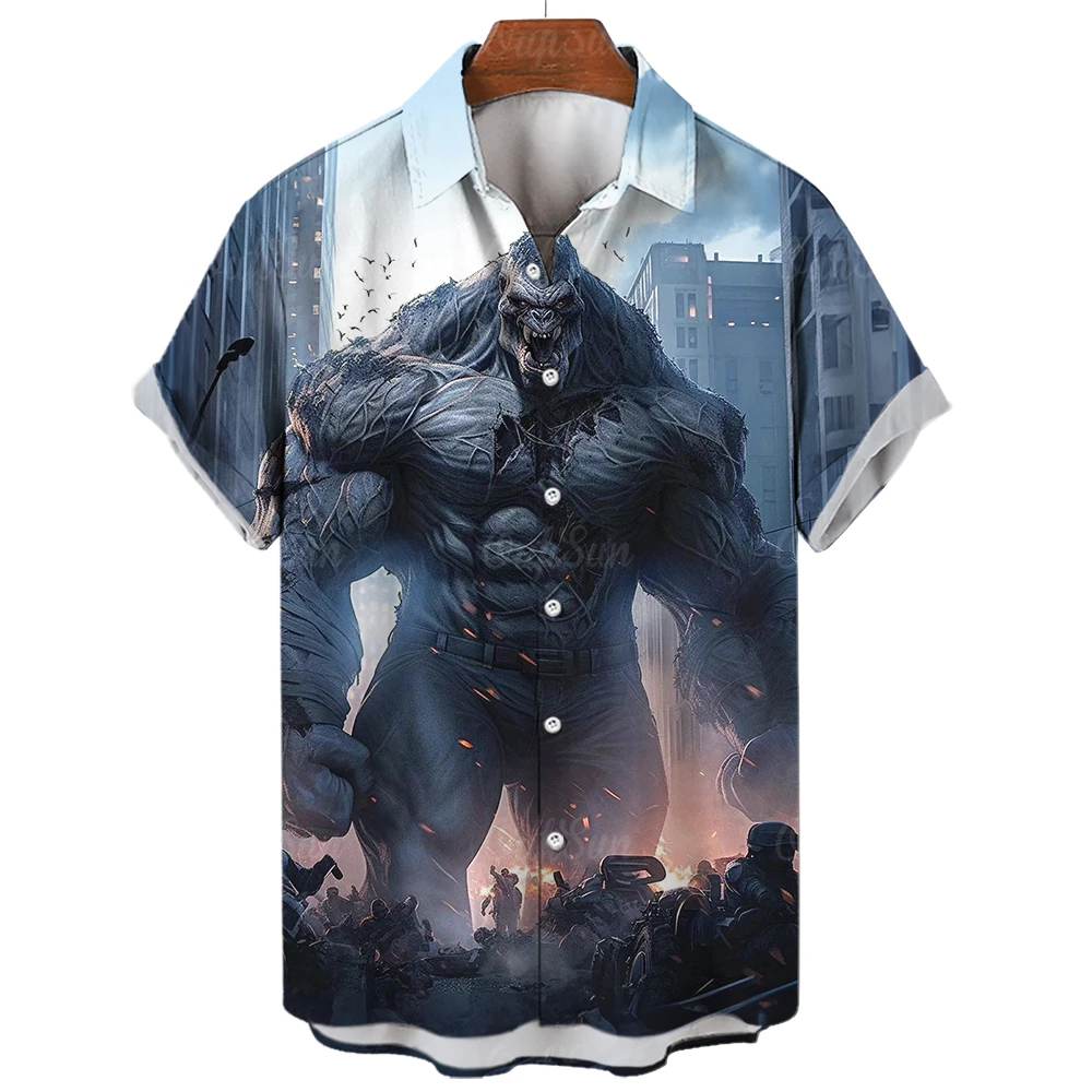 Top Trends: Animal Shirts For Men Orc Warrior Print Men'S Clothing Daily Casual Short Sleeved Street Cool Tees Tops Loose Oversized-Shirts Shoppable Styles - Image 5