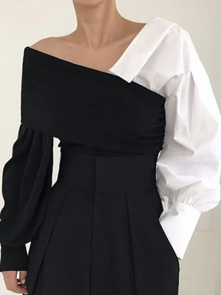 Top Trends: ADAgirl Elegant Knit Patchwork Blouses Slim Fit Long Sleeve Cleanfit Shirts For Women Fashion Autumn Old Money Aesthetic Clothes Shoppable Styles - Image 6