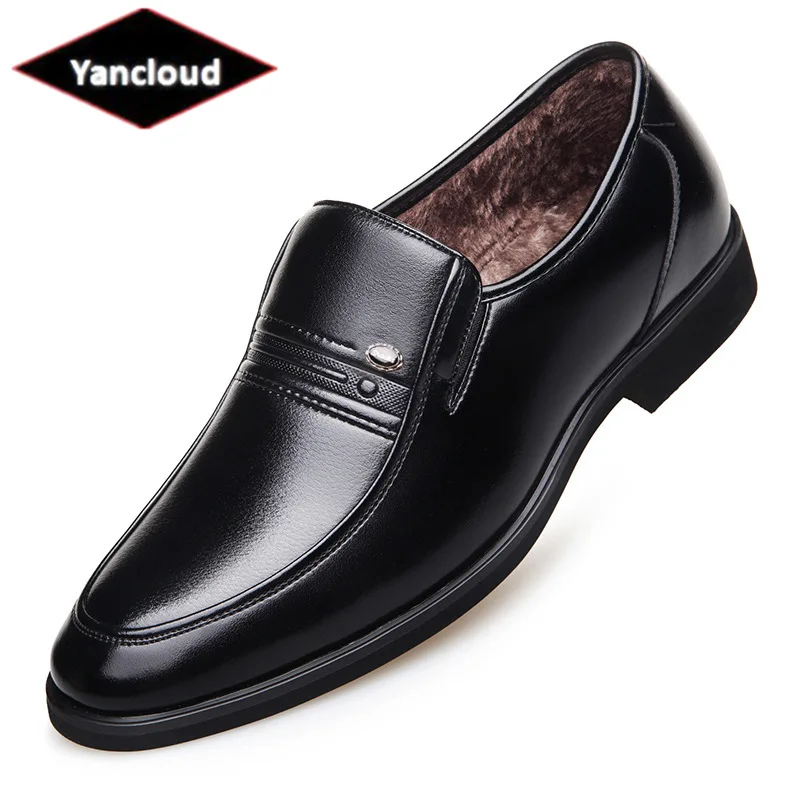 Top Trends: Decent Soft Leather Shoes Mens Footwear 2023 Fall Winter Business Formal Dress Shoes With Fur Warm Elegant Suit Office Shoes Shoppable Styles