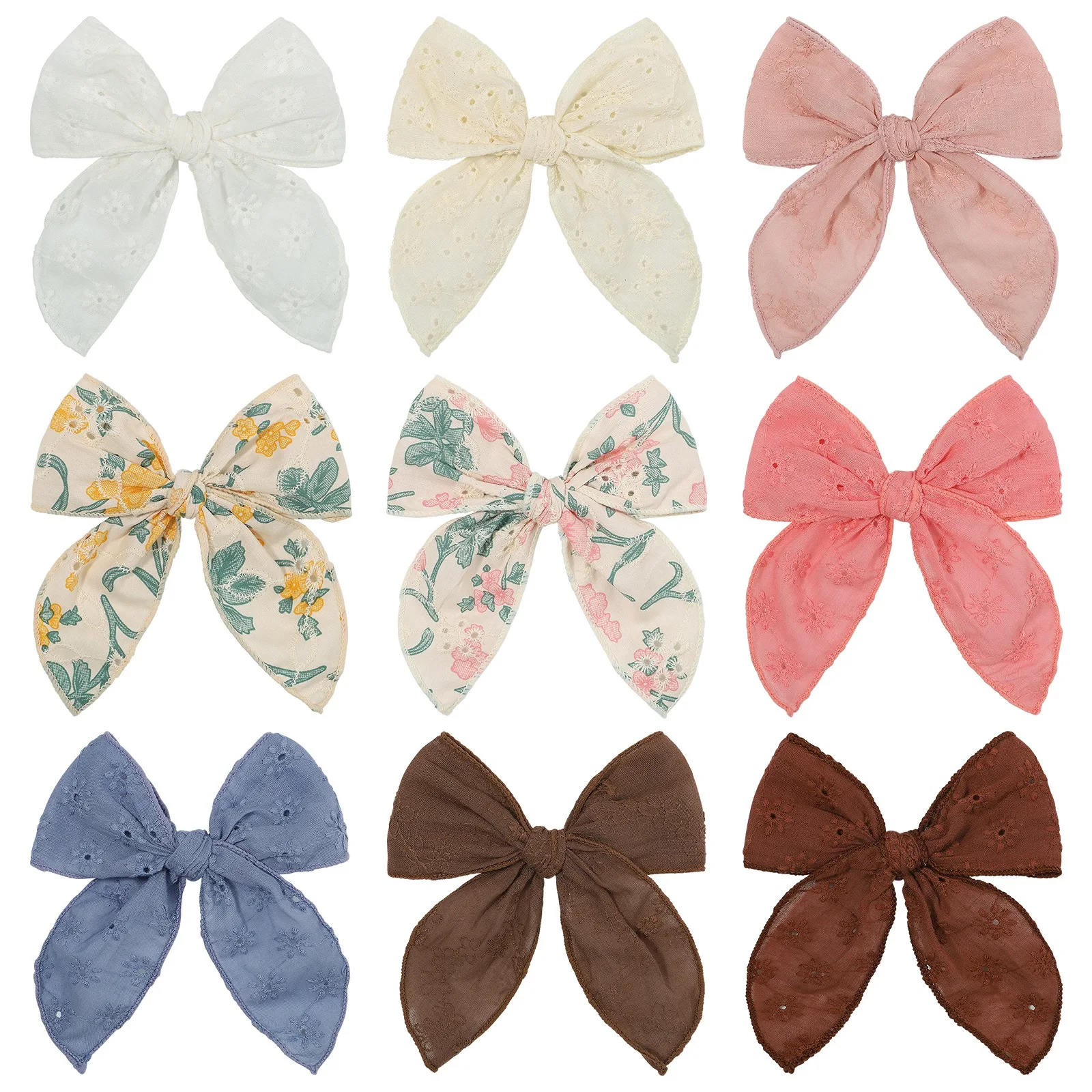 Top Trends: 1 Pcs Sweet Embroidery Print Kids Bows Hair Clips For Baby Girls Handmade Big Bowknot Hairpin Barrette Headwear Hair Accessories Shoppable Styles