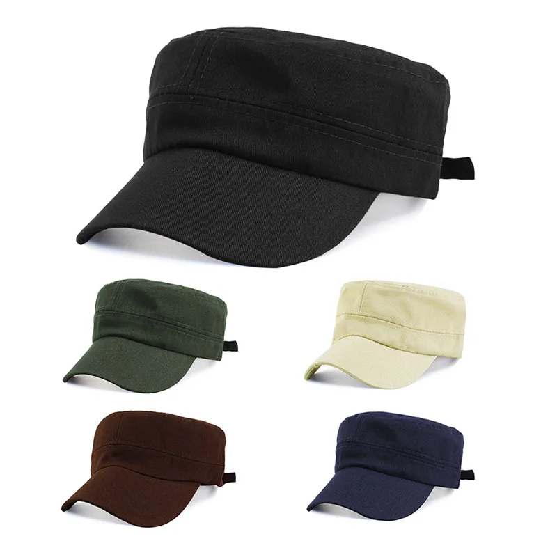 Top Trends: New Cotton Men Military Cap Unisex Adjustable Classic Style Plain Flat Vintage Army Hat Breathable Sun Protective Casual Cap Shoppable Styles