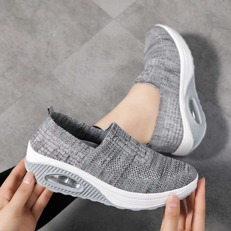 Top Trends: Fashion Women Shoes Vulcanized Sneakers Platform Solid Color Flats Ladies Shoes Casual Breathable Wedges Ladies Walking Sneakers Shoppable Styles