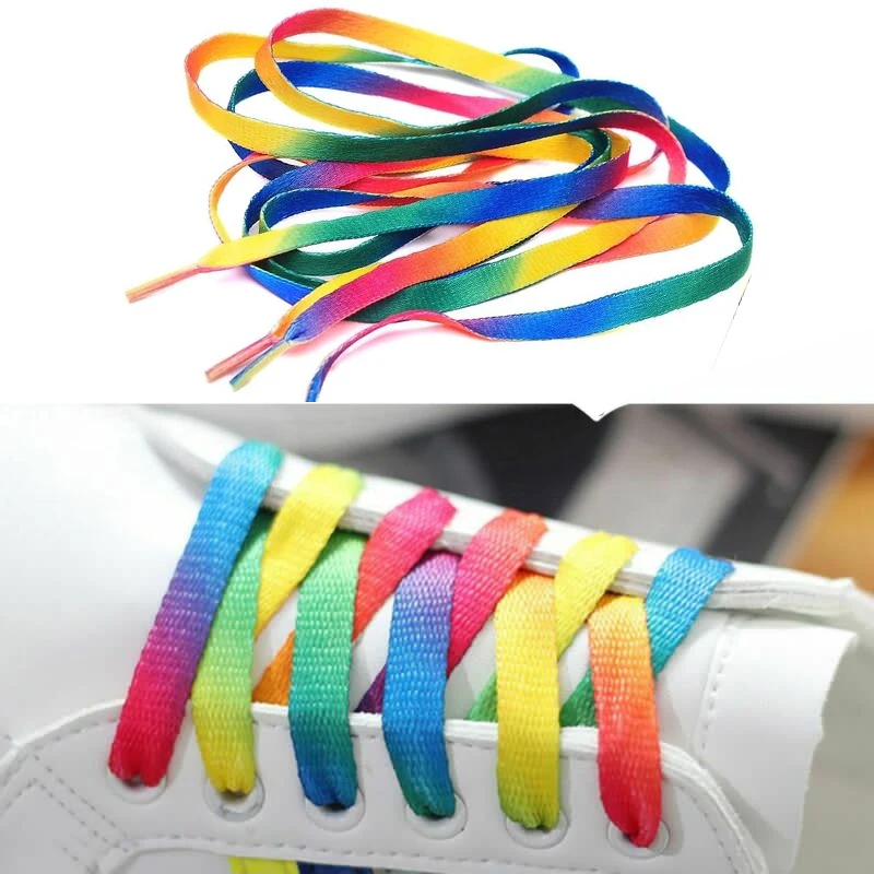 Top Trends: 1Pair Colorful Shoelaces Rainbow Gradient Flat Shoe Laces For Canvas Casual Shoes Chromatic Colour Shoelace 80CM / 100CM / 120CM / 150 Shoppable Styles