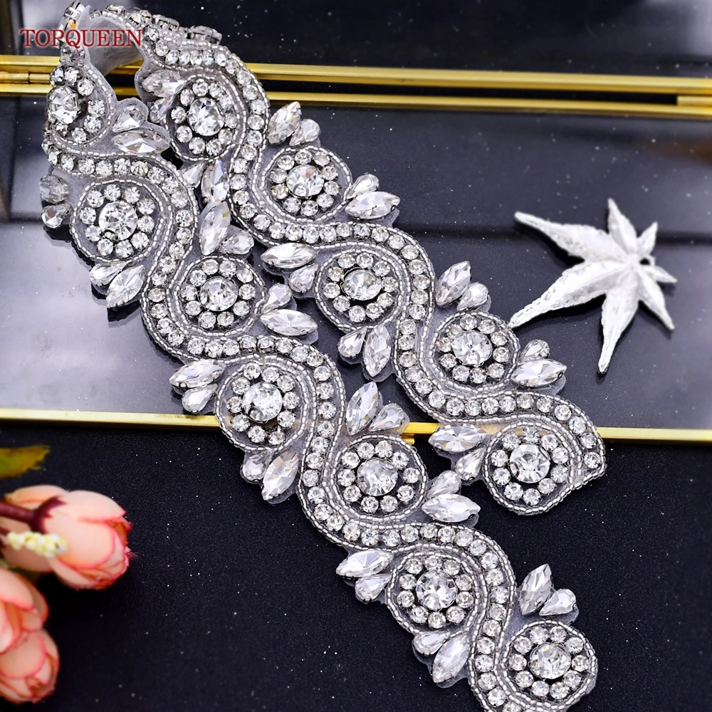 Top Trends: TOPQUEEN S164 1 PCS Handmade Crystal Bridal Belts Applique Accesorios For Dress Silver Rose Gold Beaded Rhinestone Patches Shoppable Styles