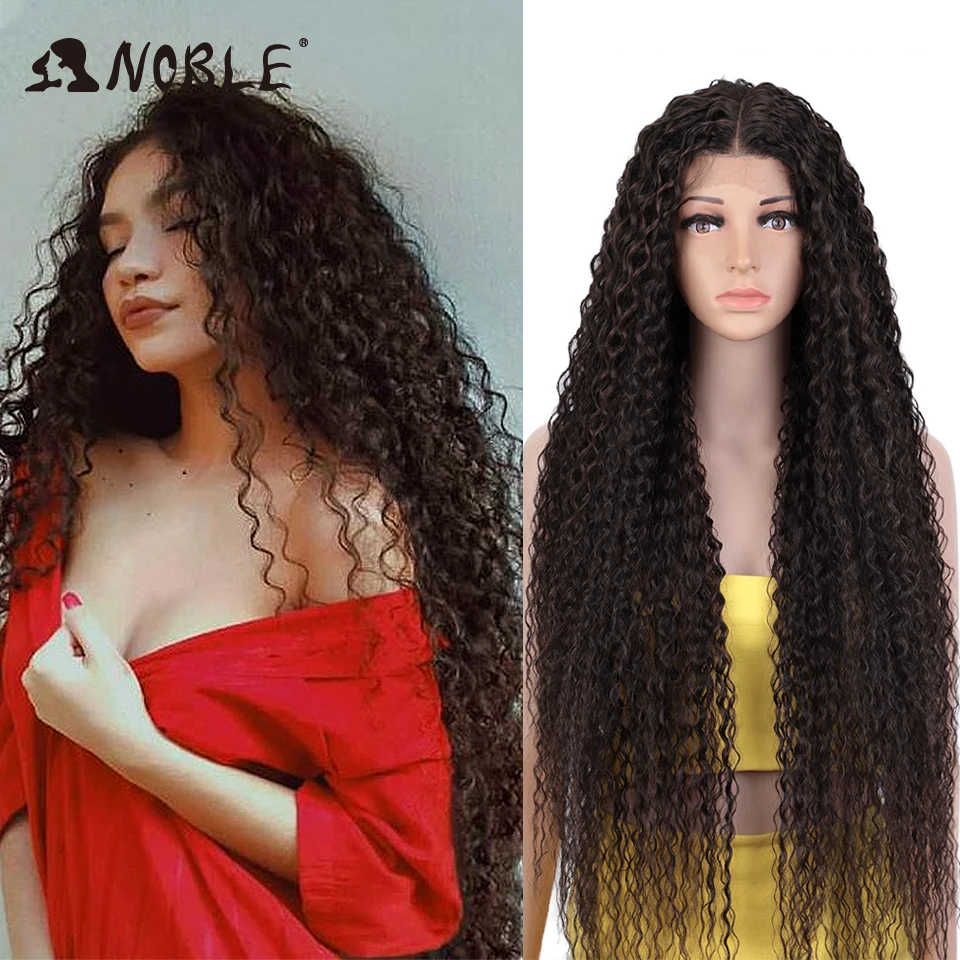 Top Trends: Noble Synthetic Lace Front Wig Long Curly 38 Inch Red Wig For Women Afro Kinky Curly Lace Front Wig Cosplay Blonde Lace Wig Shoppable Styles