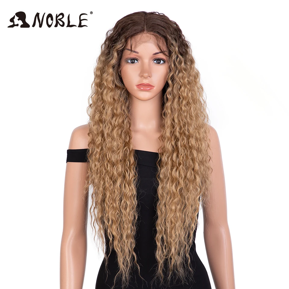 Top Trends: Noble Synthetic Lace Front Wig 30 Inch Long Curly Hair Wigs Kinky Curly Wigs For Women Blonde Wig Lheaper Natural Wig Lace Wig Shoppable Styles