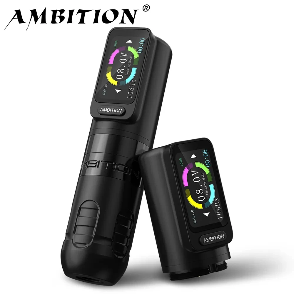 Top Trends: Ambition Zetton Wireless Tattoo Machine Pen Set Newest Straight Rod Structure Brushless Motor 2400mAh Battery 3.8mm 3.4mm Stroke Shoppable Styles