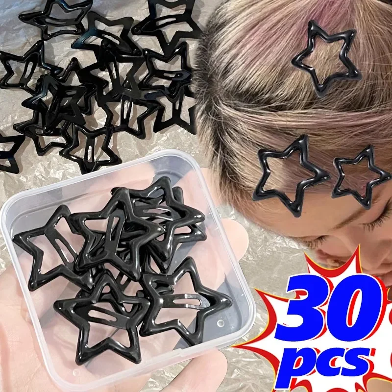 Top Trends: 2 / 30Pcs Y2K Girls Black Star Bobby Pin Hairpin Cool Charm Metal BB Hair Clip For Woman Pentagram Harajuku Headwear Accessories Shoppable Styles - Image 2