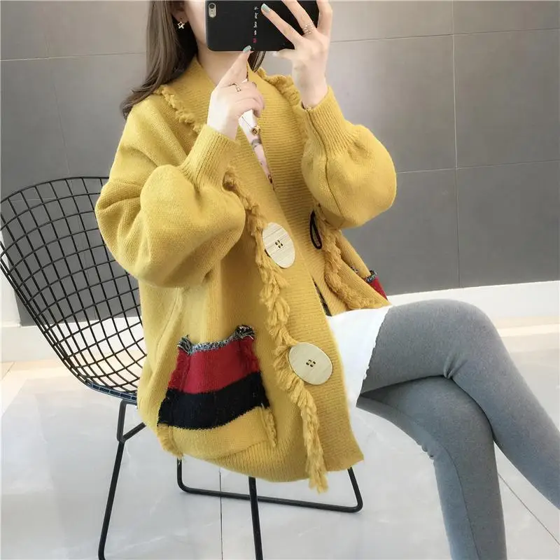 Top Trends: Spring And Autumn New 2023 Korean Fashion Cardigan Sweater Women's Loose Mid Length Slouchy Style Knitwear Coat Shoppable Styles - Image 2