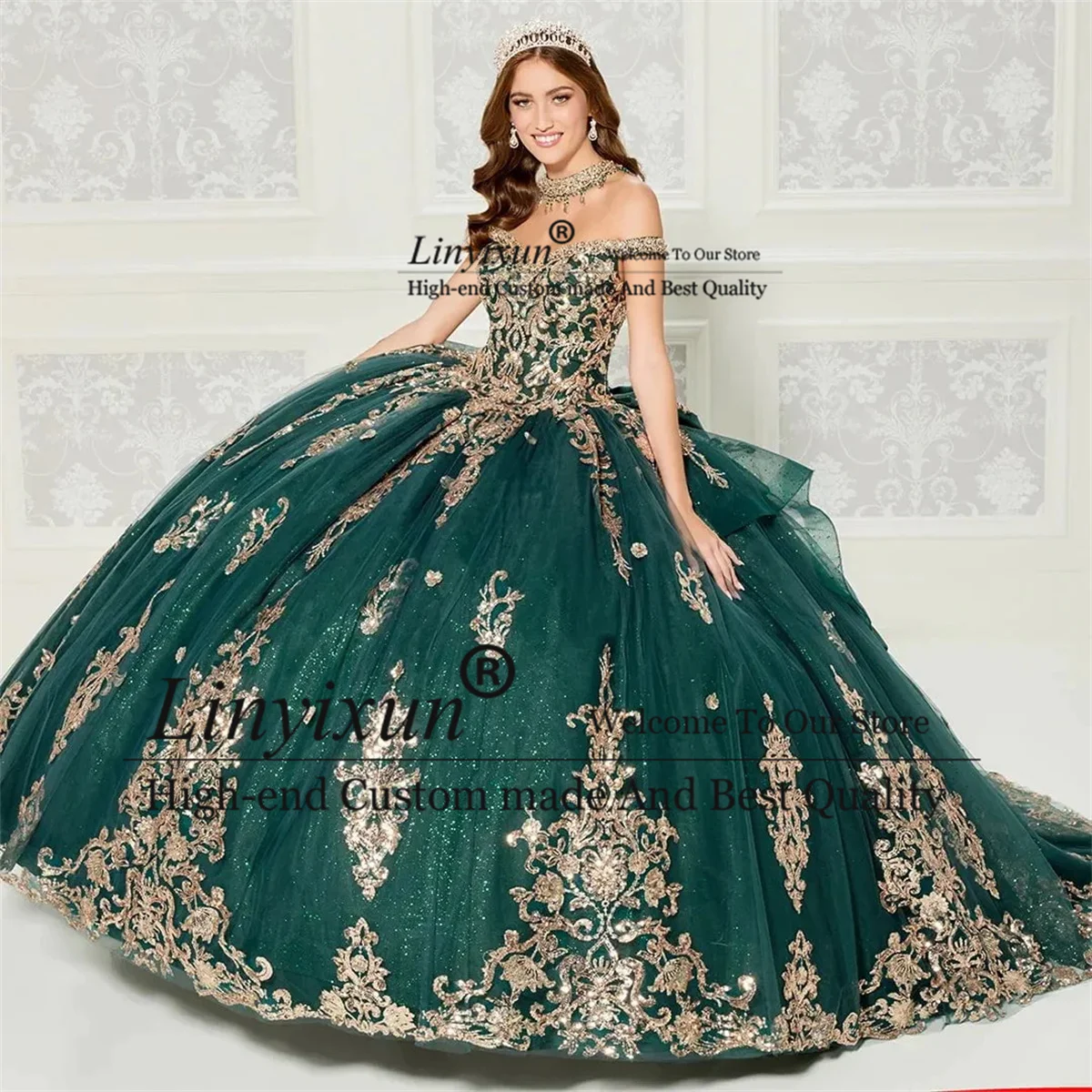 Top Trends: Off The Shoulder Ball Gowns Quinceanera Dresses With Appliques Lace Sequins Tulle Sweet 16 Dress Court Train Vestidos De 15 Años Shoppable Styles