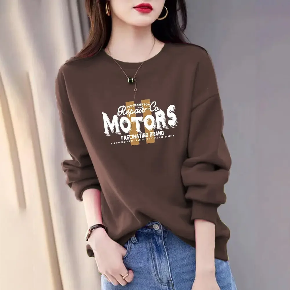 Top Trends: 2023 Autumn And Winter Women&#039;s New Commuter Casual Loose Print Round Neck Long Sleeve Comfortable Versatile Pullover Tops Shoppable Styles