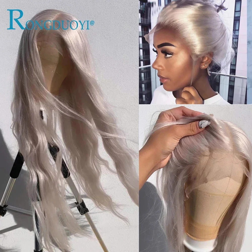 Top Trends: RONGDUOYI Cosplay Synthetic Lace Front Wigs Silver Grey Wig Synthetic Wavy Hair Lace Wigs For Women Heat Resistant Daily Used Shoppable Styles