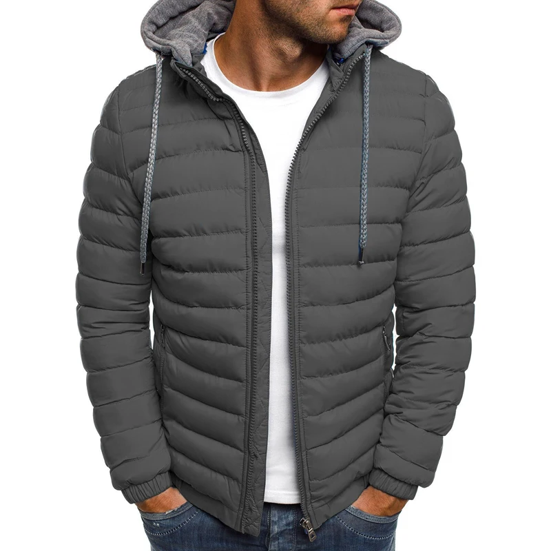 Top Trends: Winter Fashion Solid Color Men's Hooded Drawstring Thickened Warm Jacket Large Size Loose Parka Casual Street Men's Down Jacket Shoppable Styles