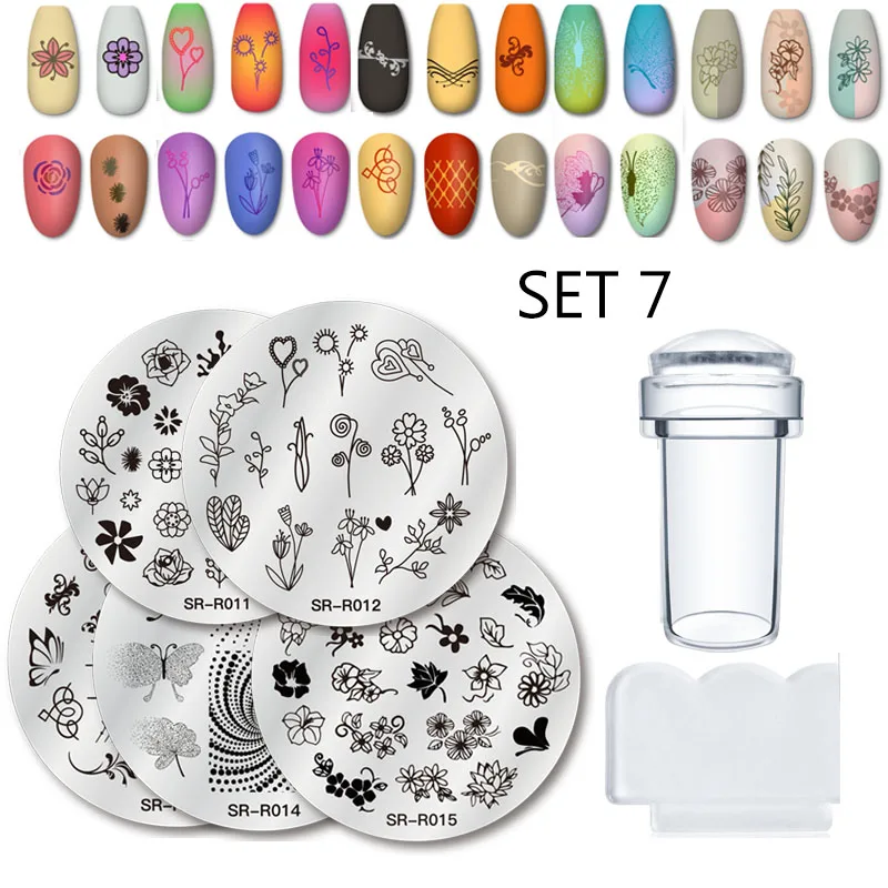 Top Trends: Mtssii 5 / 7 / 11PCS Nail Art Templates Stamping Plate Set Design Flower Animal Glass Temperature Lace Stamp Templates Plates Image Shoppable Styles