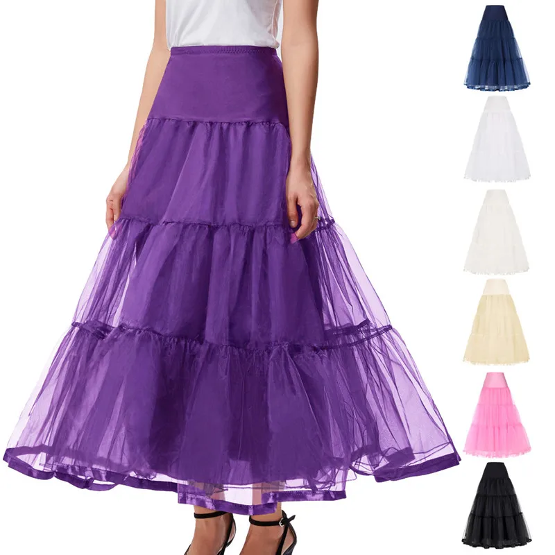 Top Trends: Women Black Red Retro Long Skirts For Wedding Fashion Vintage Skirt Crinoline Underskirt A-Line Empire Voile Tulle Petticoat Shoppable Styles