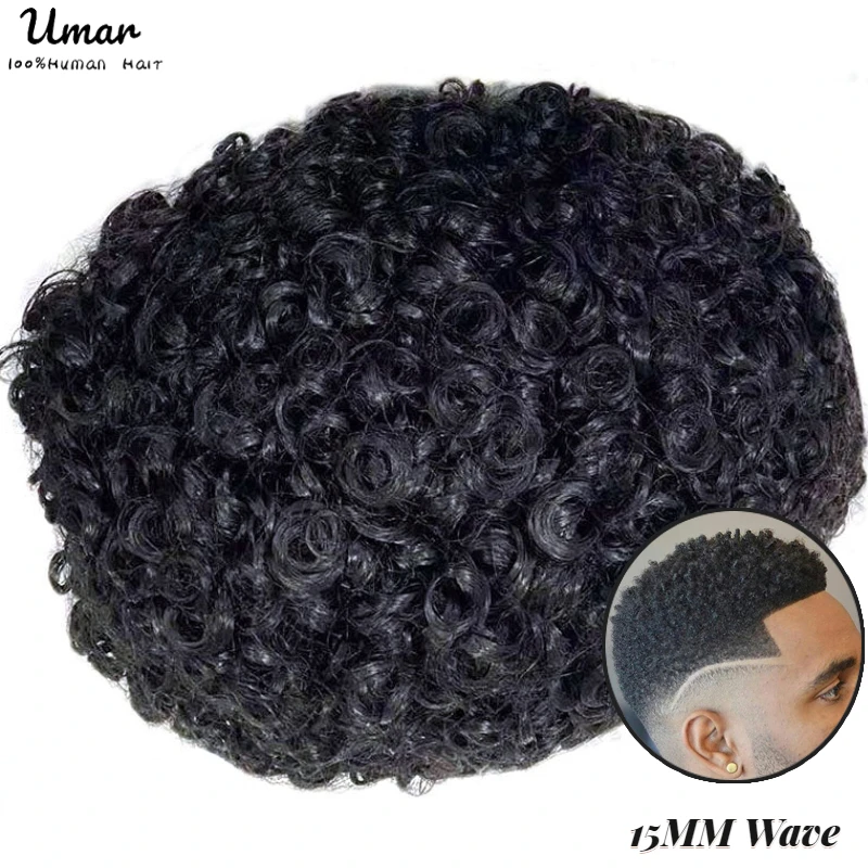 Top Trends: 12mm / 15mm / 20mm Durable Mono Curly Hair System Unit Afro Curly Toupee For Men For Black Men Male Hair Prosthesis Wigs For Men Shoppable Styles