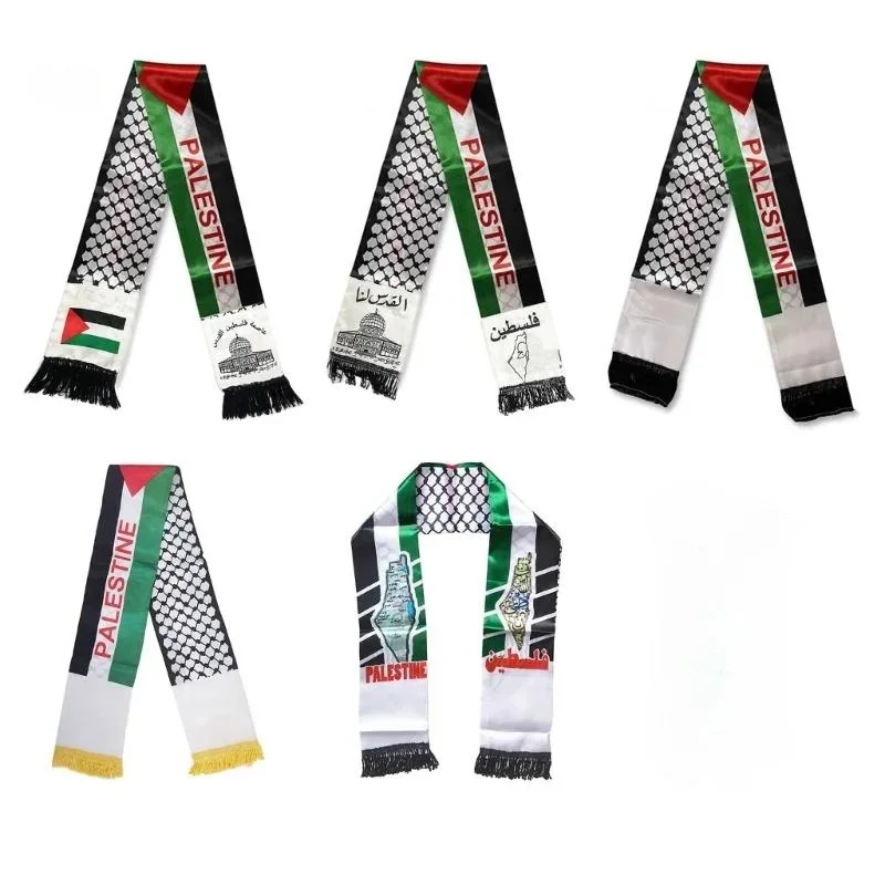 Top Trends: Aerlxemrbrae Palestine Flag Custom Scarf Palestine National Day 14*130cm Scarf Printing Satin Palestinian Flag Scarf Shoppable Styles - Image 2