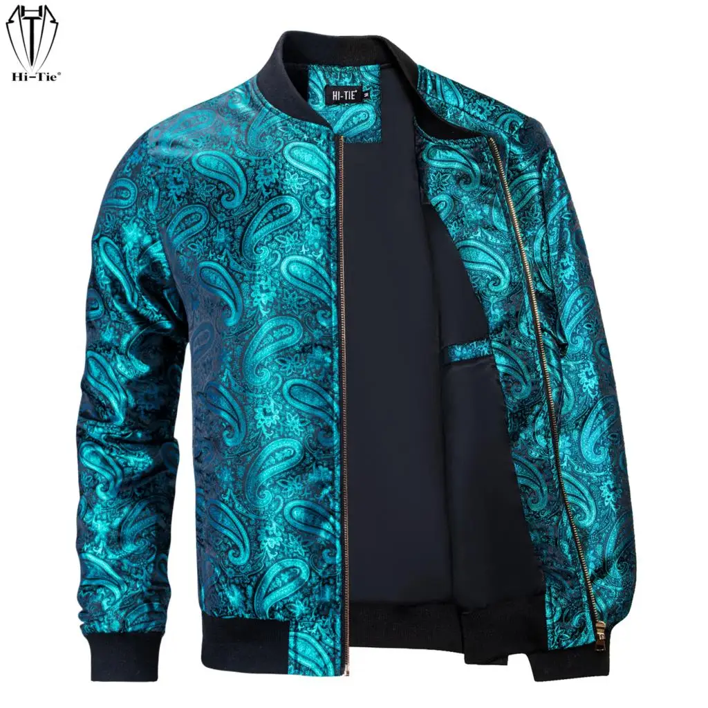 Top Trends: Hi-Tie Jacquard Paisley Mens Jacket Zipper Coat Lightweight Bomber Sportswear Streetwear Windbreaker Golf Baseball Uniform Cloth Shoppable Styles