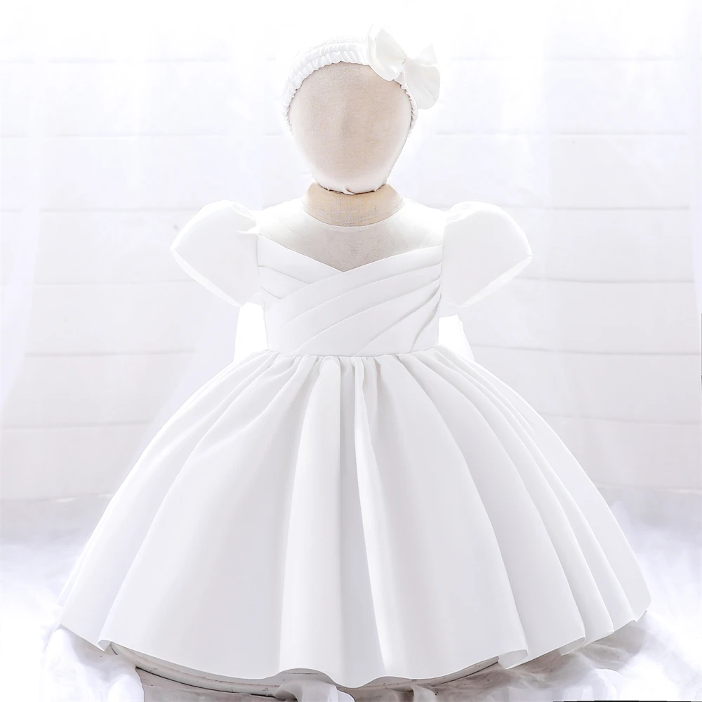 Top Trends: FSMKTZ Infant Baby Girl Dress Bow Newborn Baptism Princess Dresses For 1st Birthday Party Dress White Christening Evening Gown Shoppable Styles