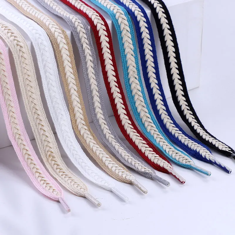 Top Trends: Flat Wheat Ear Shoelaces For Sneakers Twist Braids Marshmallow Colorful Shoelace Cotton CanvasTextured Weave Classic Shoes Laces Shoppable Styles