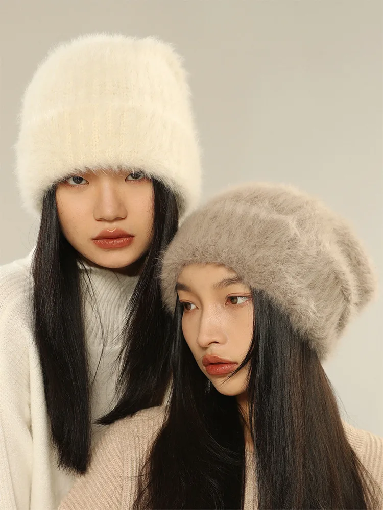 Top Trends: Large Size 2023 New Hot Selling Winter Hat Rabbit Fur Winter Hats For Women Fashion Warm Beanie Hats Solid Adult Cover Head Cap Shoppable Styles