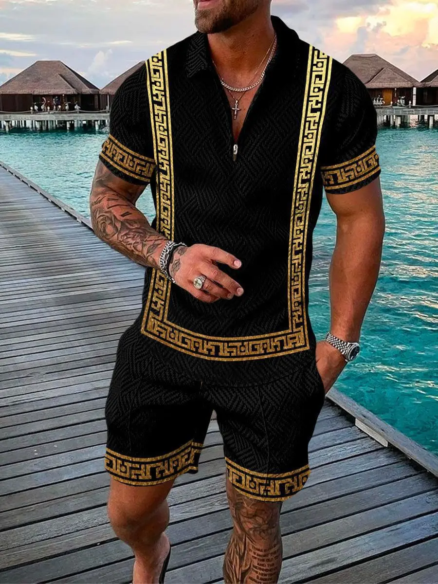 Top Trends: Men&#039;s Tracksuit Casual Summer Luxury Short Sleeve Polo Shirt Shorts Suit Two-Piece Set Male Clothing Streetwear Clothes For Men Shoppable Styles