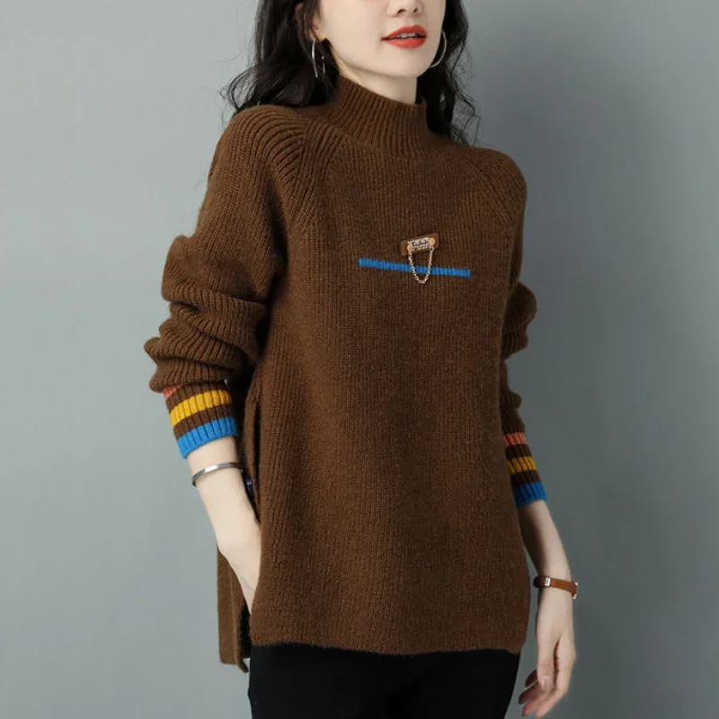 Top Trends: Women&#039;s Clothing Fashion Versatile 2023 Autumn And Winter New Splice Buttons Half High Collar Long Sleeved Solid Color Pullover Shoppable Styles