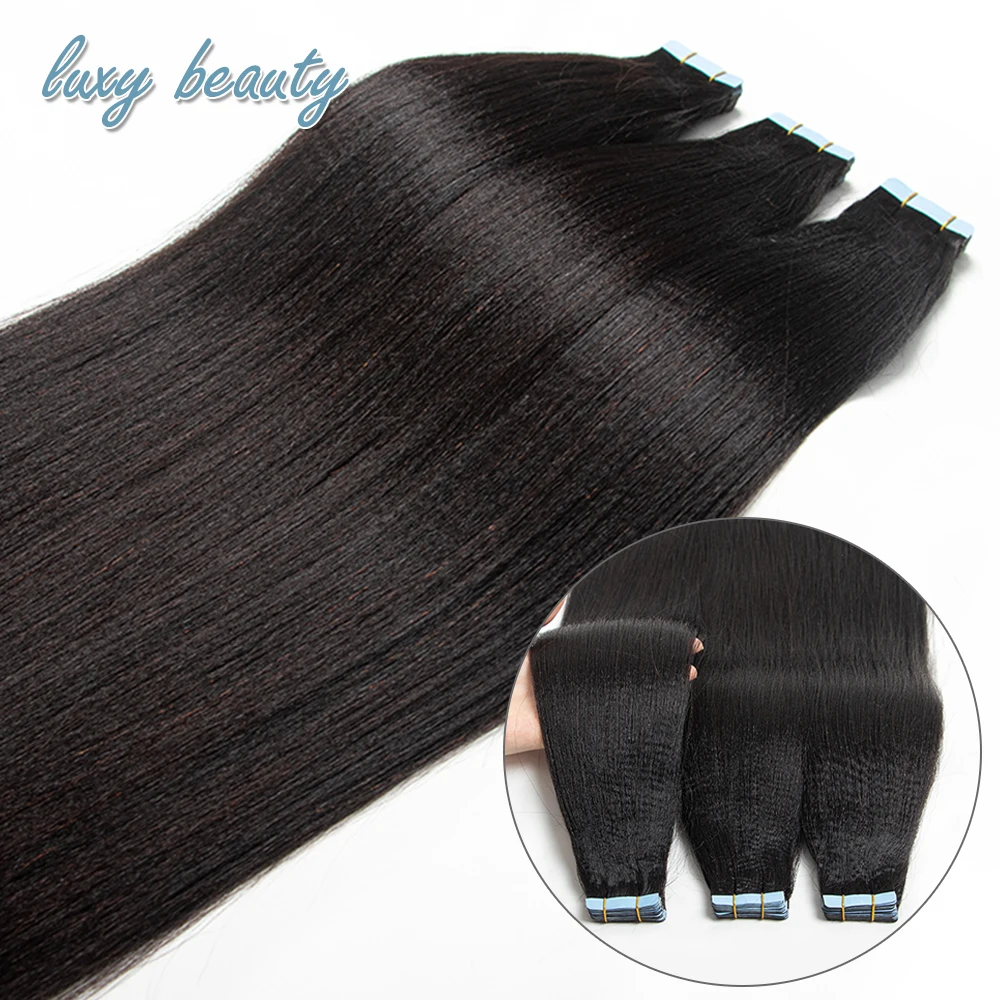 Top Trends: Yaki Straight Tape In Hair Extension 12-26inch Natural Black Light Yaki Tape Hair Extension Cuticle Remy Human Hair 20pcs / set Shoppable Styles - Image 6