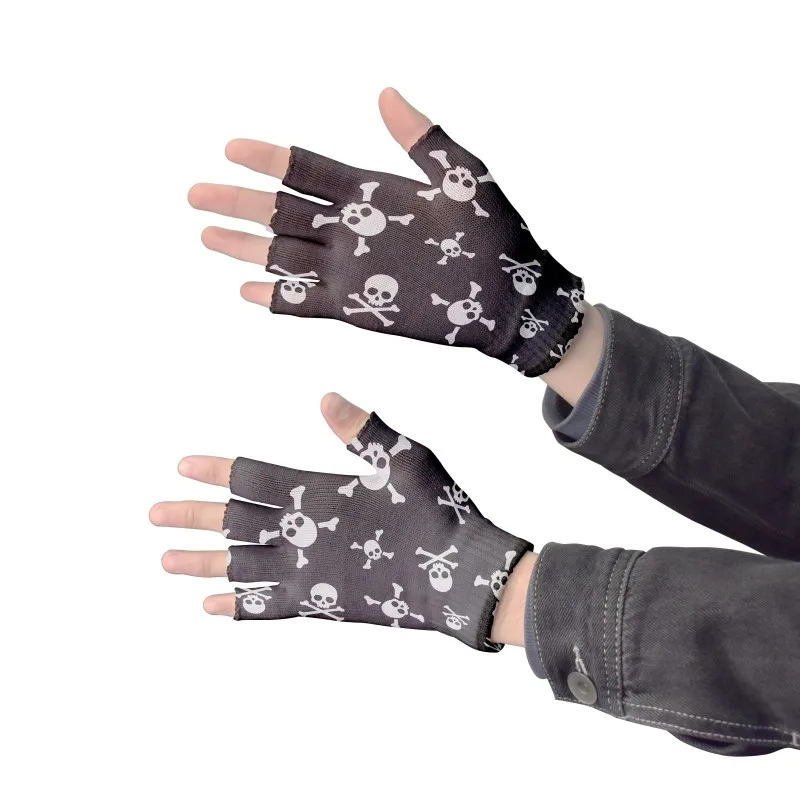 Top Trends: New Skull Print Open Finger Gloves Harajuku Fashion Cool Outdoor Half Finger Cycling Mittens Knitted Warm Funny Gloves For Unise Shoppable Styles - Image 2