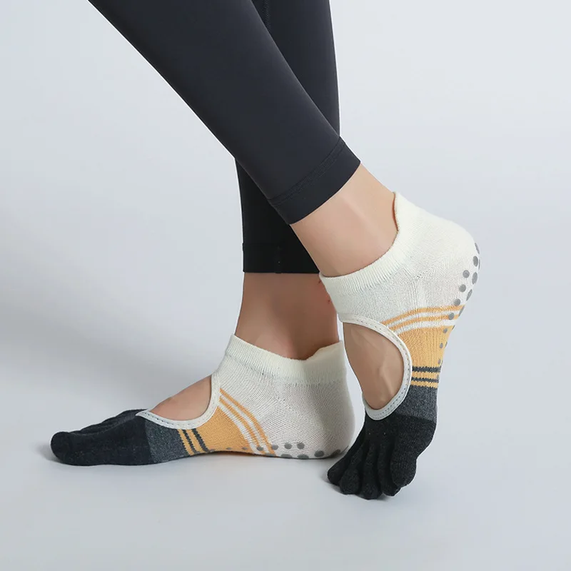 Top Trends: Five-finger Split Toe Yoga Socks Fitness Floor Socks Pilates Non-slip Dance Backless Socks Shoppable Styles