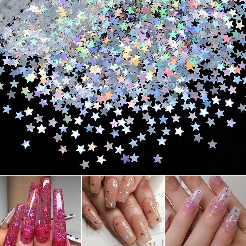 Top Trends: Holographic Laser Stars Shape Nail Glitter Sequins Gold Silver Five-pointed Star Nail Art Accessories Hermosos Manicure Material Shoppable Styles