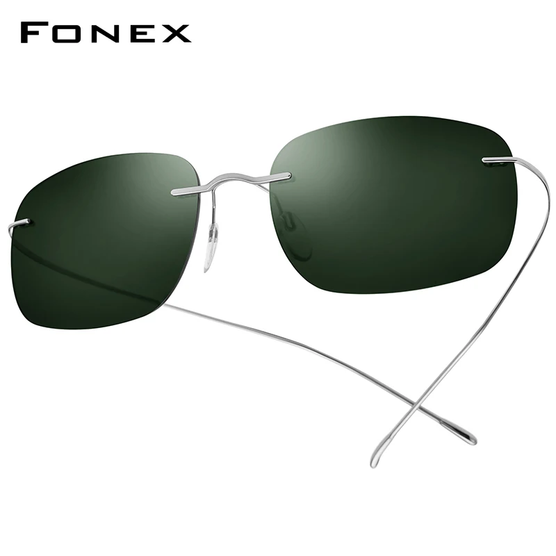 Top Trends: FONEX Ultralight Titanium Rimless Sunglasses Men Ultra Light Frameless Square Male Polarized Sun Glasses For Women F85694 Shoppable Styles