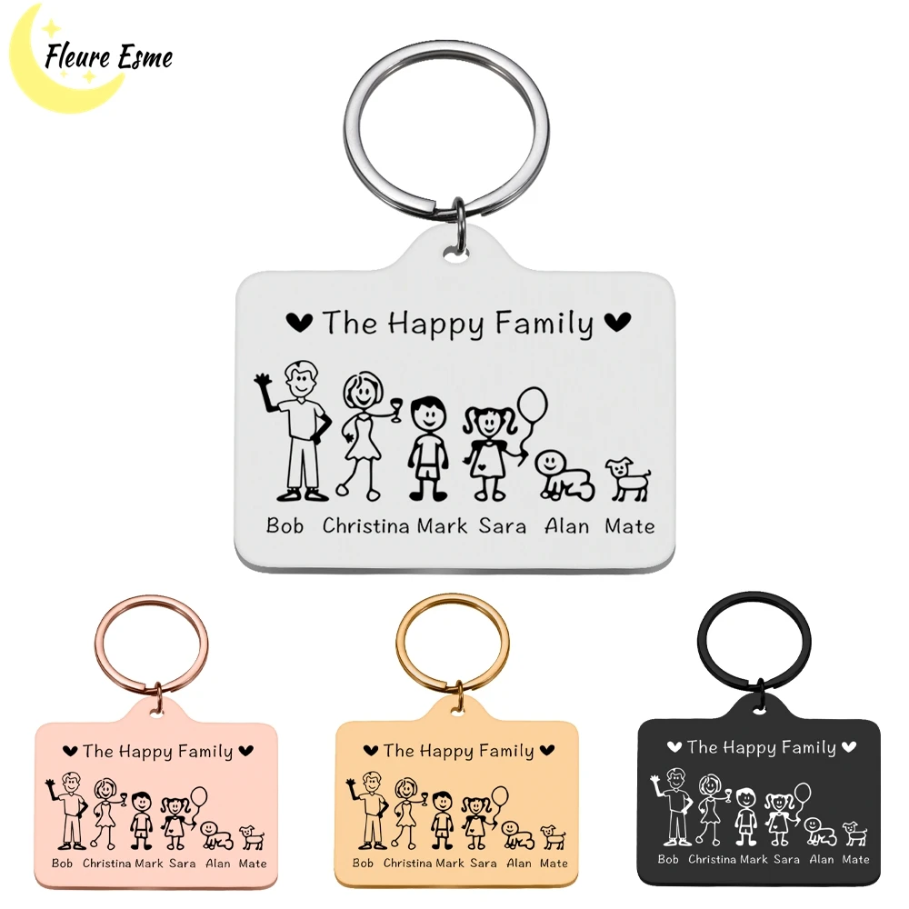 Top Trends: Customized Family Love Cute Keychain Engraved The Smith Family For Parents Children Present Keyring Charm Families Member Gifts Shoppable Styles