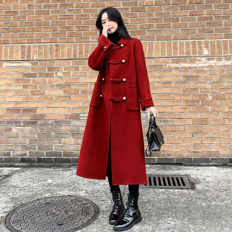 Top Trends: Autumn Winter 2023 Oversize New Medium Long Bull Horn Button Korean Version Loose Skinny British Style Fat Women's Woolen Coat Shoppable Styles