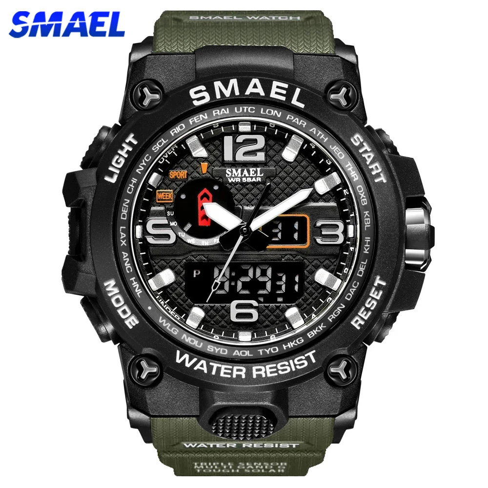 Top Trends: SMAEL Brand Men Sports Watches Dual Display Analog Digital LED Electronic Quartz Wristwatches Waterproof Swimming Military Watch Shoppable Styles