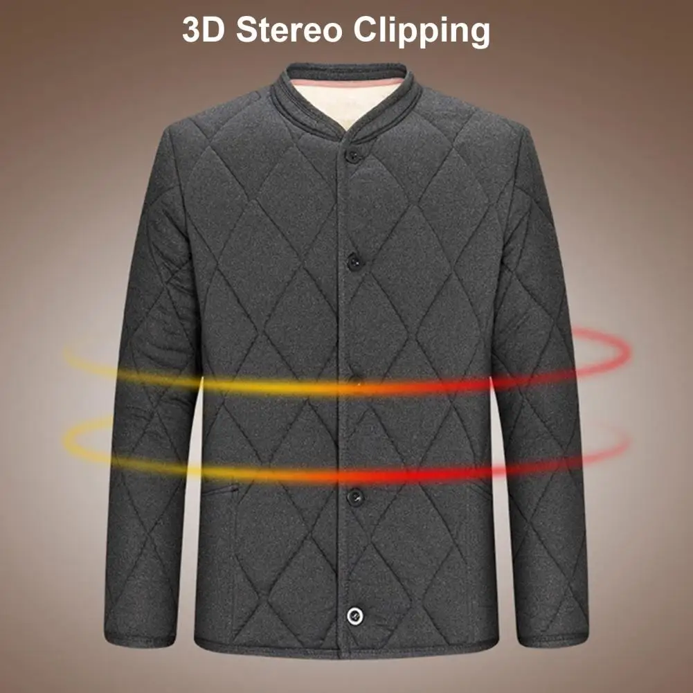 Top Trends: Stand-up Collar Cotton Jacket Thickened Cotton Jacket With Stand Collar Quilted Padded Coat For Men Warm Winter Outwear Shoppable Styles