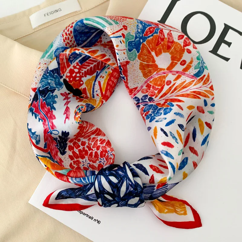 Top Trends: New 100% Natural Real Silk Scarf Fashion Women Summer Beach Small 53*53cm Neck Scarves Shawl Bandana Hijab Pashmina Poncho 2023 Shoppable Styles