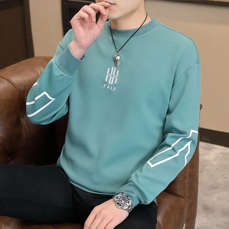 Top Trends: Fashion O-Neck Letter Embroidery Sweatshirts Men's Clothing 2023 Autumn Winter Loose Casual Tops Printed Korean Sweatshirts Shoppable Styles