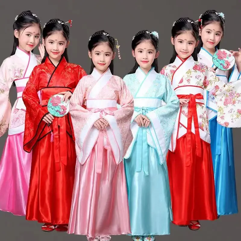 Top Trends: Ancient Chinese Hanfu Kids Dance Dress Christmas Seven Fairy Hanfu Dress Folk Stage Performance Chinese Traditional Dress Girl Shoppable Styles