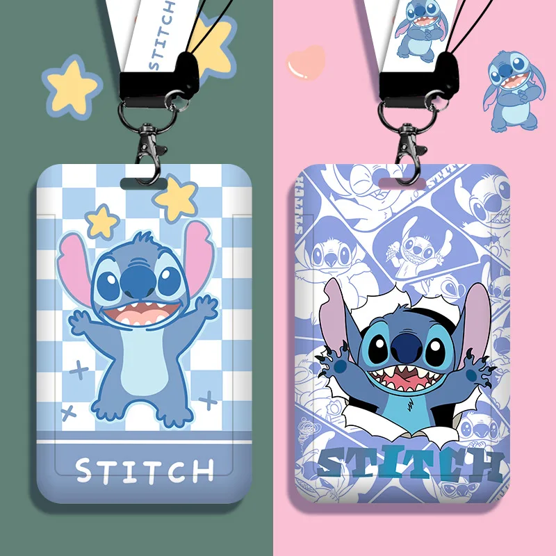 Top Trends: Disney Lilo &amp; Stitch Movie Peripherals PVC Card Holder Stitch Cartoons Protective Case Student Lanyard ID Card Hanging Neck Bag Shoppable Styles