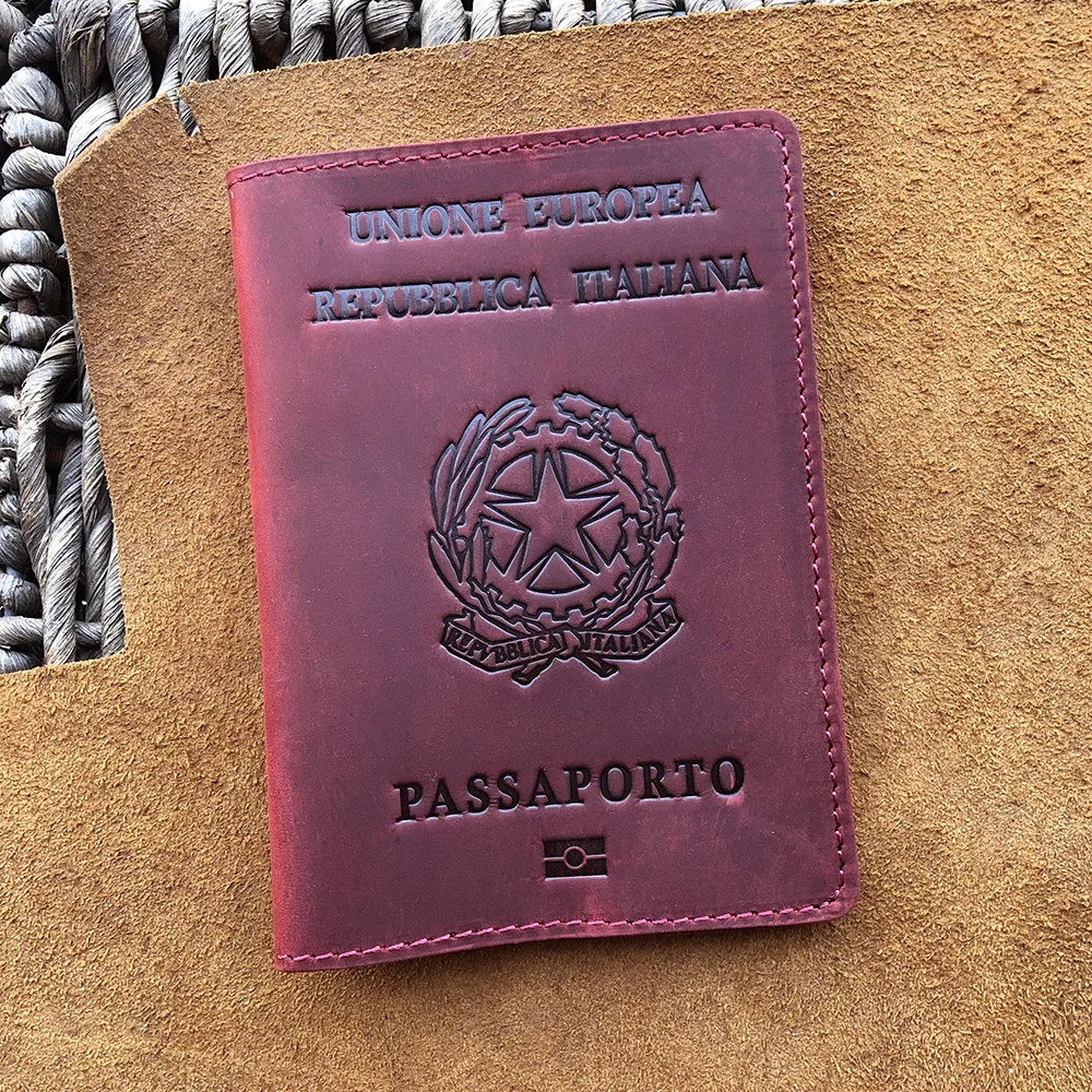 Top Trends: Genuine Leather Personalized Italian Passport Cover With Name Business Unisex Durable Italian Passport Holder Shoppable Styles