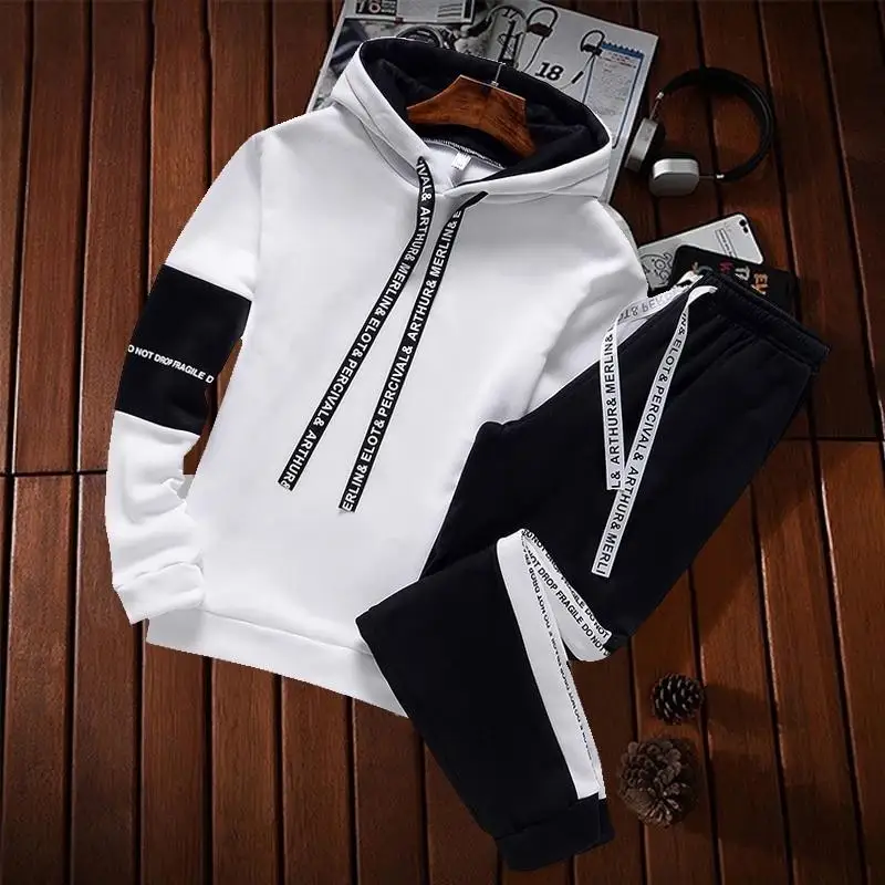 Top Trends: Winter Logo Customized Hoodie Sets Men Tracksuit Casual Hoodies Sweatshirt Piece Set Fashion Streetwear Clothes Shoppable Styles