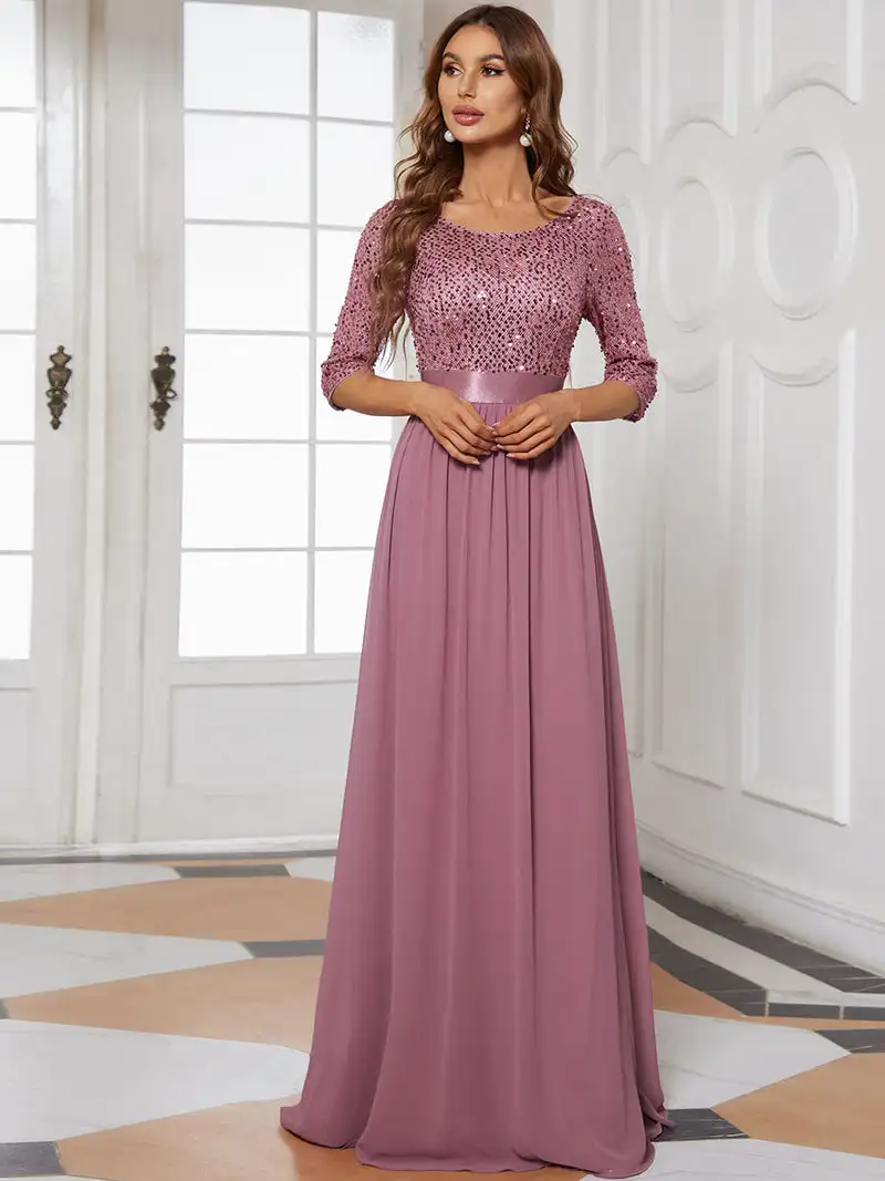 Top Trends: Elegant Evening Dresses Long A-LINE O-Neck Three Quarter SLeeve Lace Gown 2024 Ever Pretty Of Orchid Simple Prom Women Dress Shoppable Styles