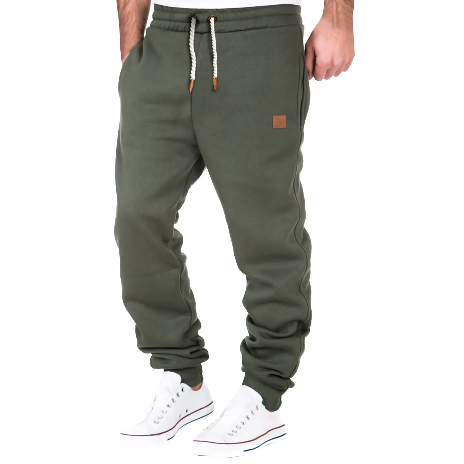 Top Trends: Mens Sweatpants Autumn Winter Brushed Solid Color Elastic Waist Drawstring Pants Korean Style Thicken Jogger Sports Bottoms Male Shoppable Styles