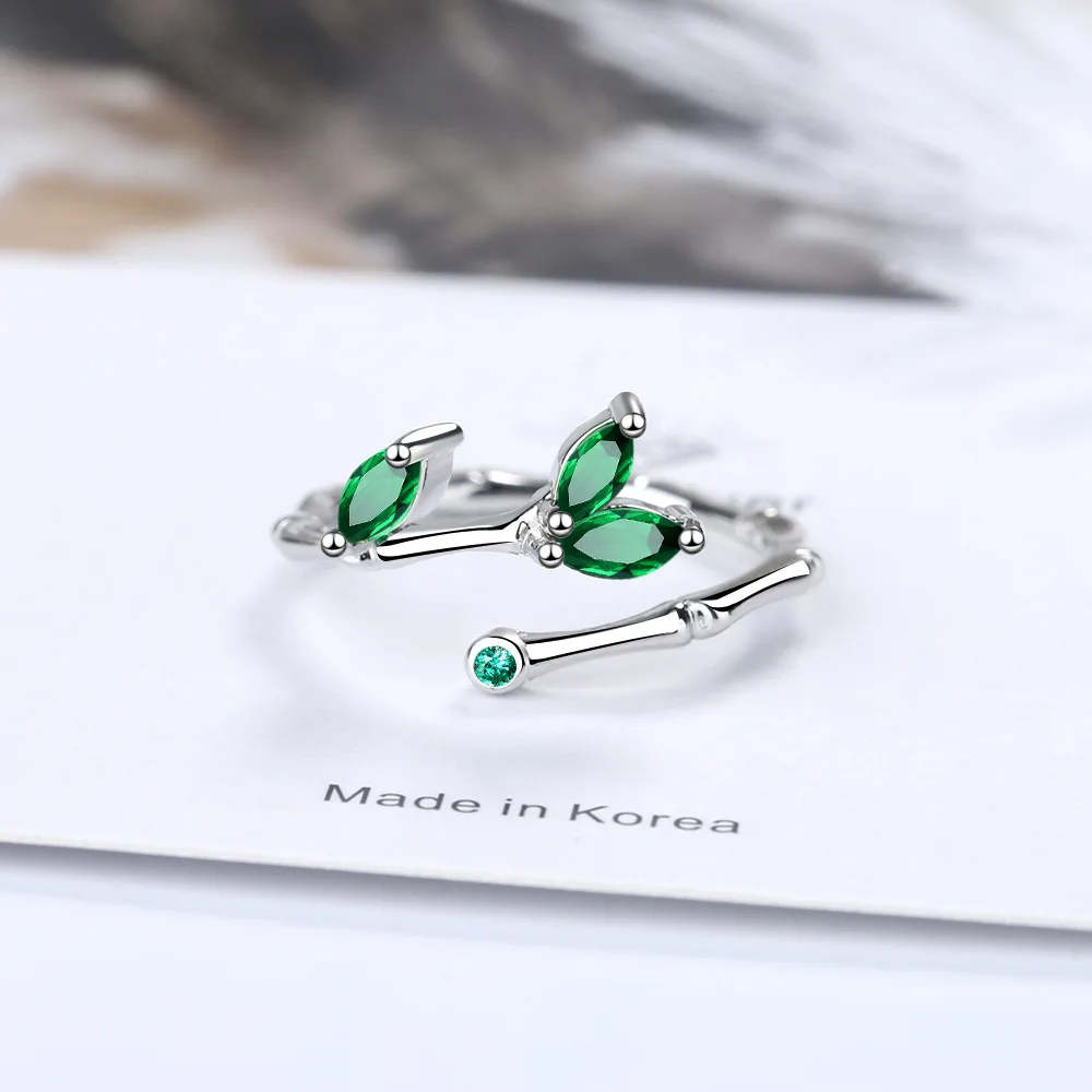 Top Trends: 925 Sterling Silver Twig Green Leaf Rings For Women Luxury Designer Jewelry Accessorie Items With GaaBou Jewellery Shoppable Styles