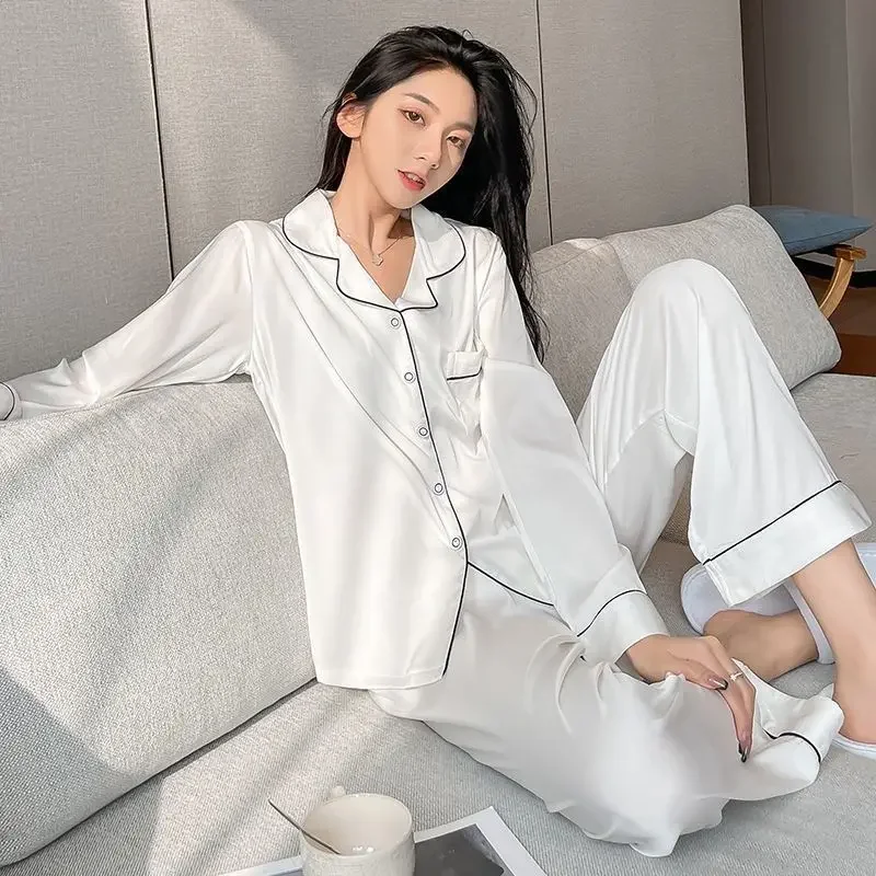 Top Trends: Women Silk Satin Pajamas Pyjamas Set Sleepwear Pijama Couple Pajamas Suit Dropshipping Sales Loungewear Women Shoppable Styles